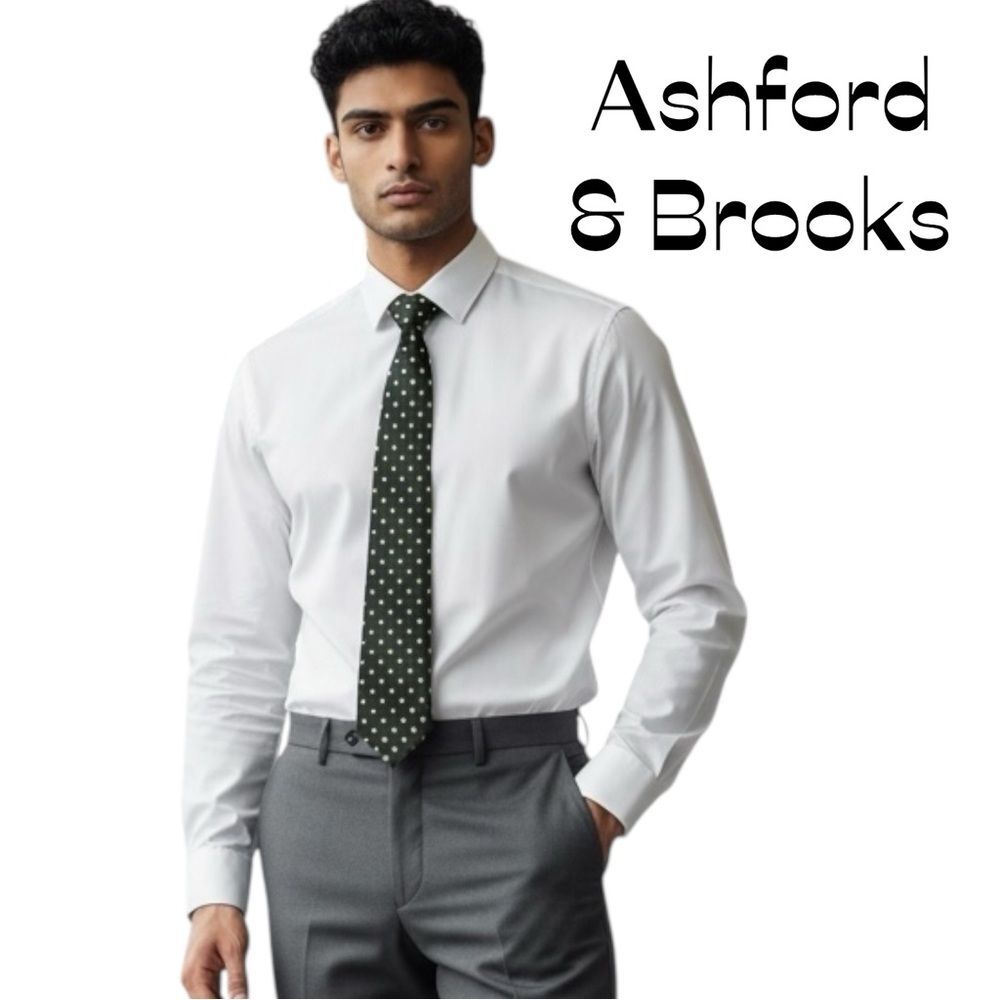 Ashford & Brooks Black Lime Green Polka Dots Silk Necktie